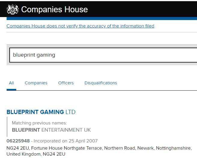 blueprint gaming ltd companies house